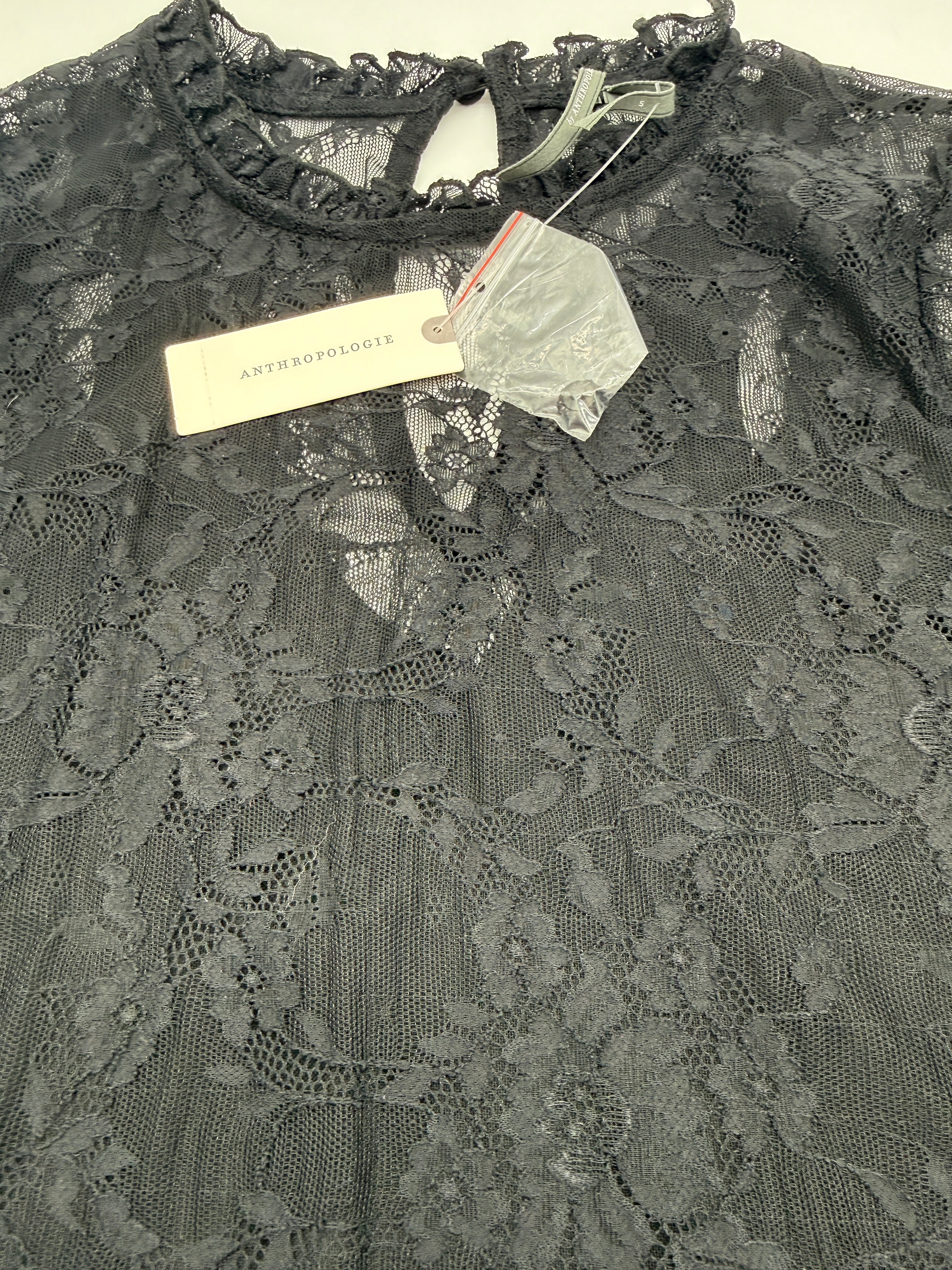 Anthropologie Black Sheer Lace Blouse – Size S – New With Tags