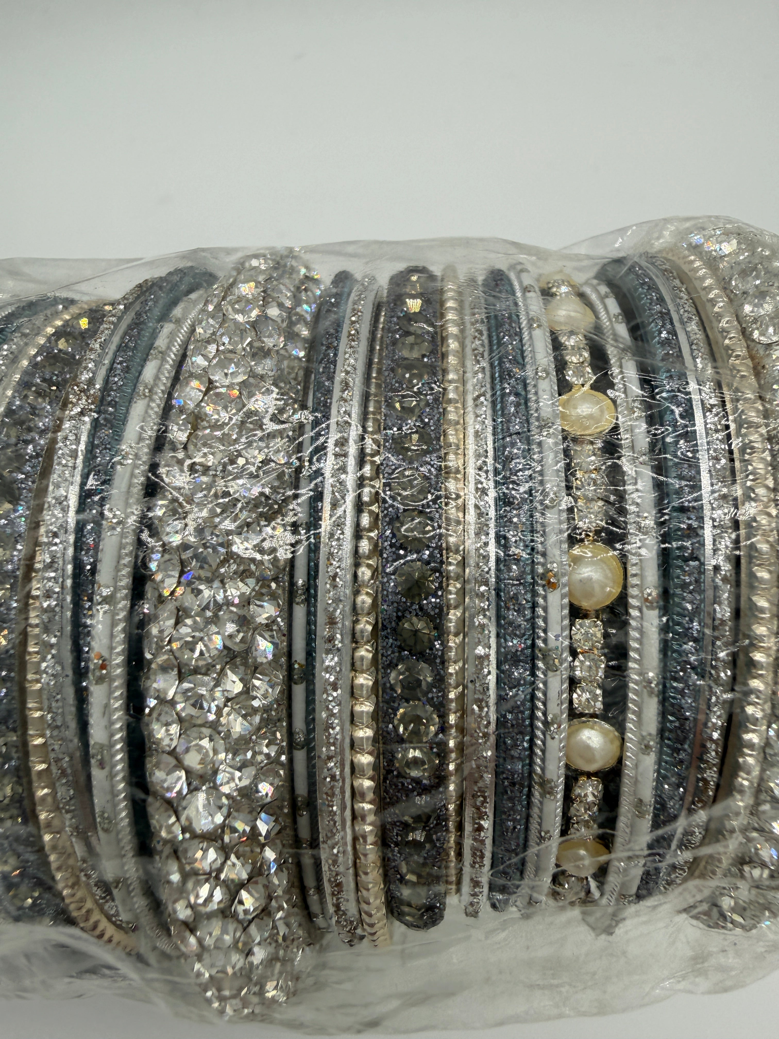 Silver & Pearl Bangle Set - Indian Fashion Jewelry