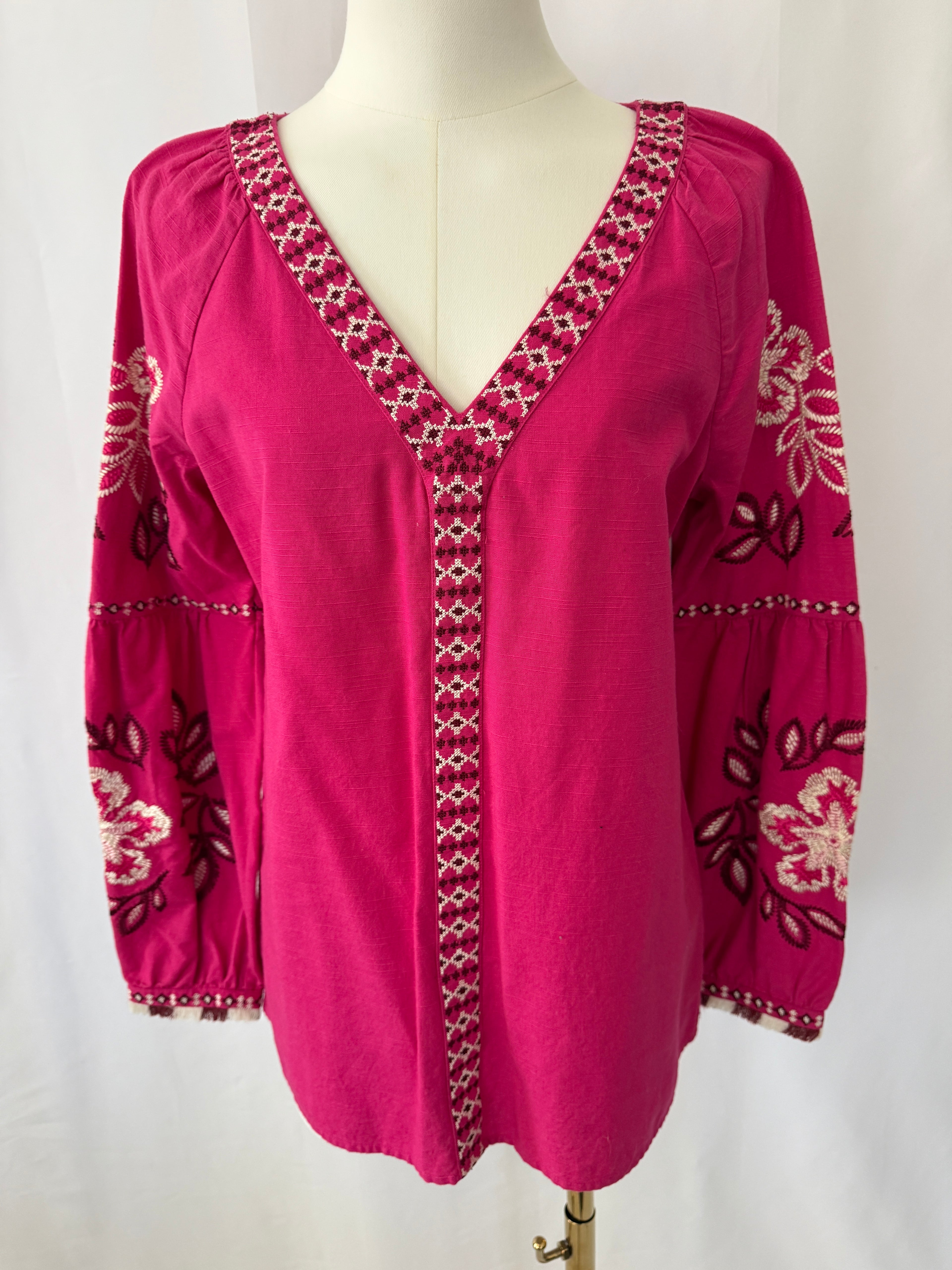 Pink Embroidered Boho Tunic – NWT – Size Small