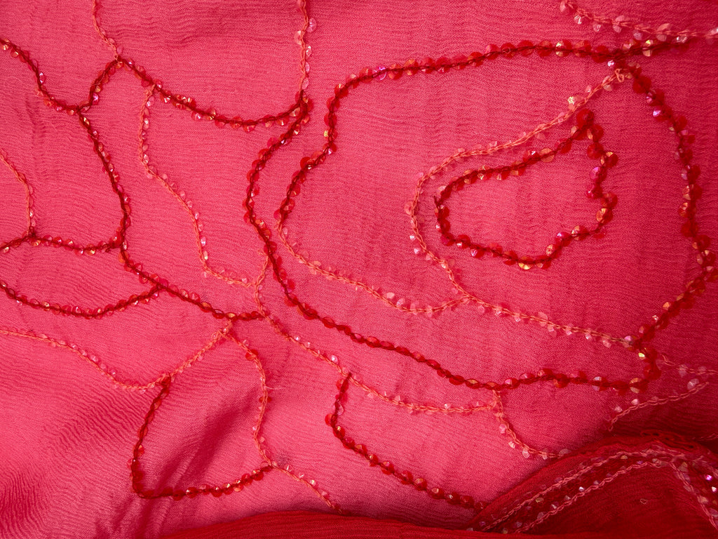 Pink Sheer Beaded Blouse Romantic Detail Size Small - NWOT