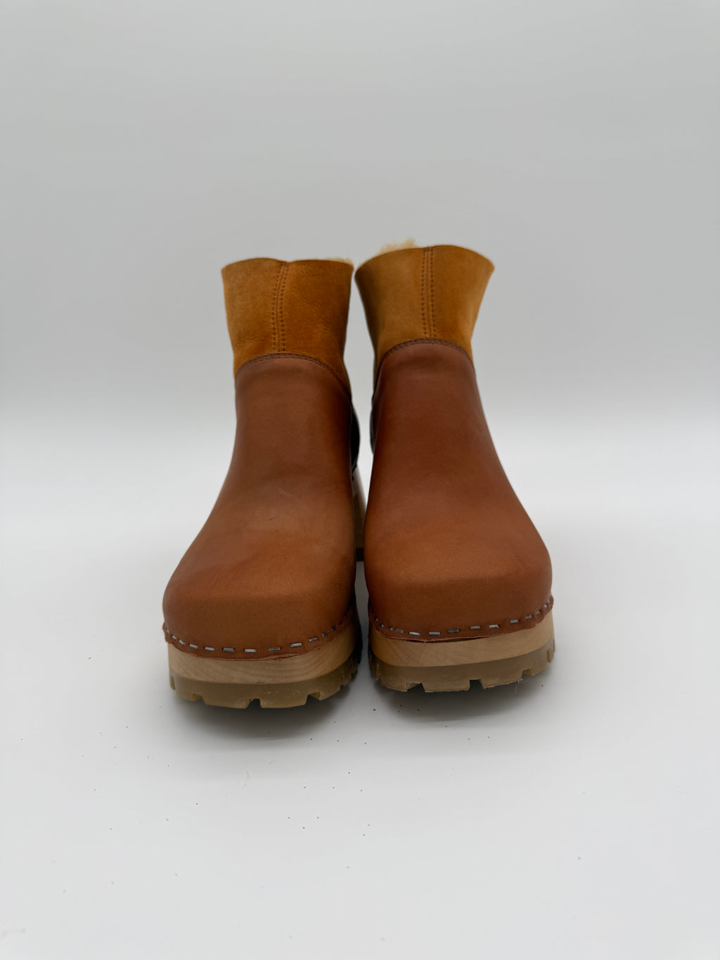 Swedish Hasbeens Brown Leather Clog Boots – Size 38 (Brand New)