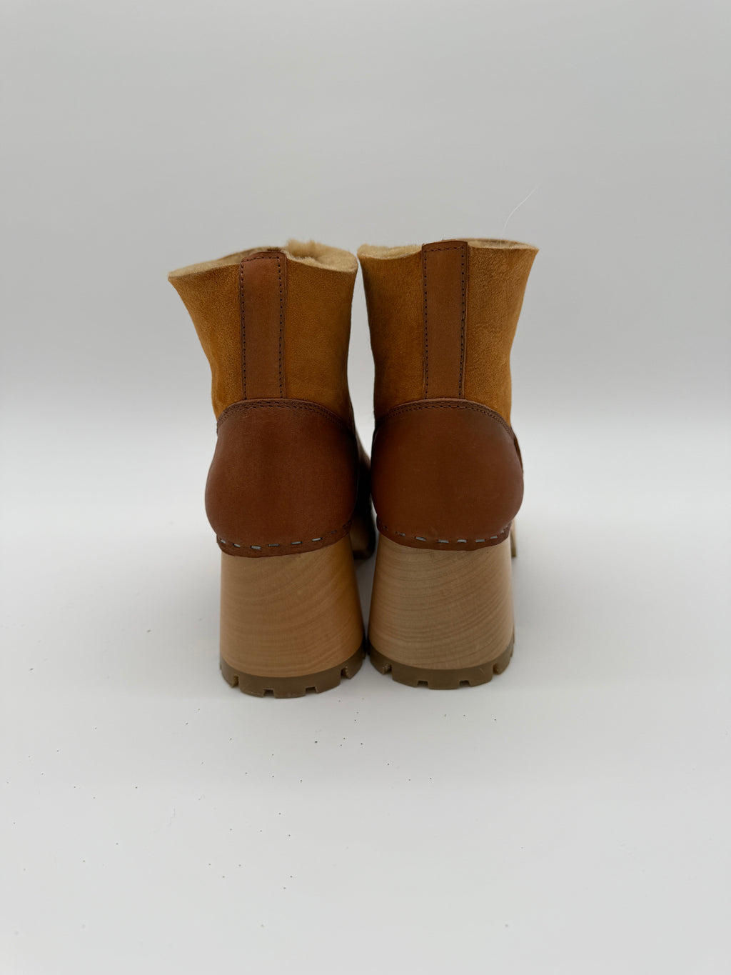 Swedish Hasbeens Brown Leather Clog Boots – Size 38 (Brand New)