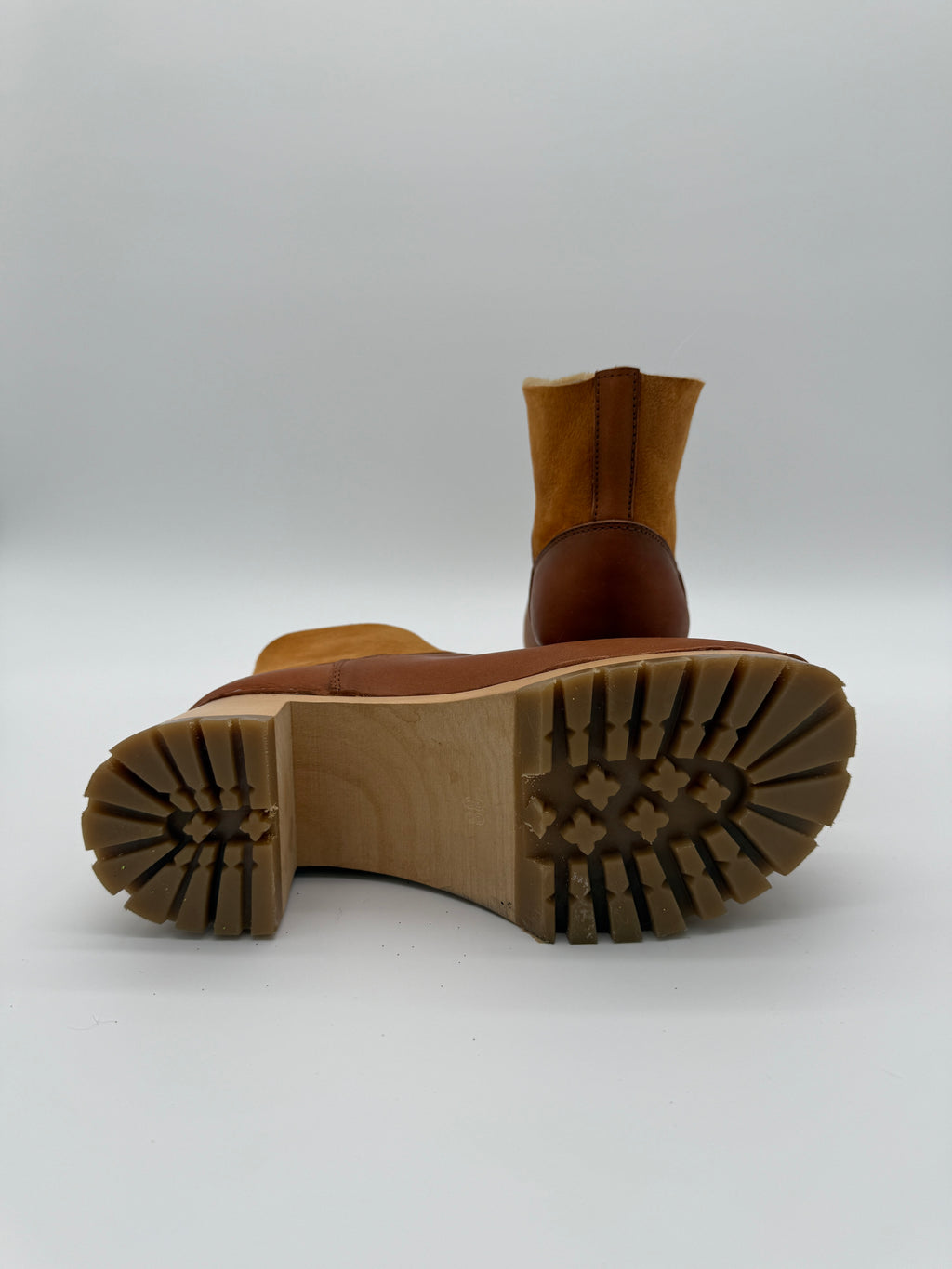 Swedish Hasbeens Brown Leather Clog Boots – Size 38 (Brand New)