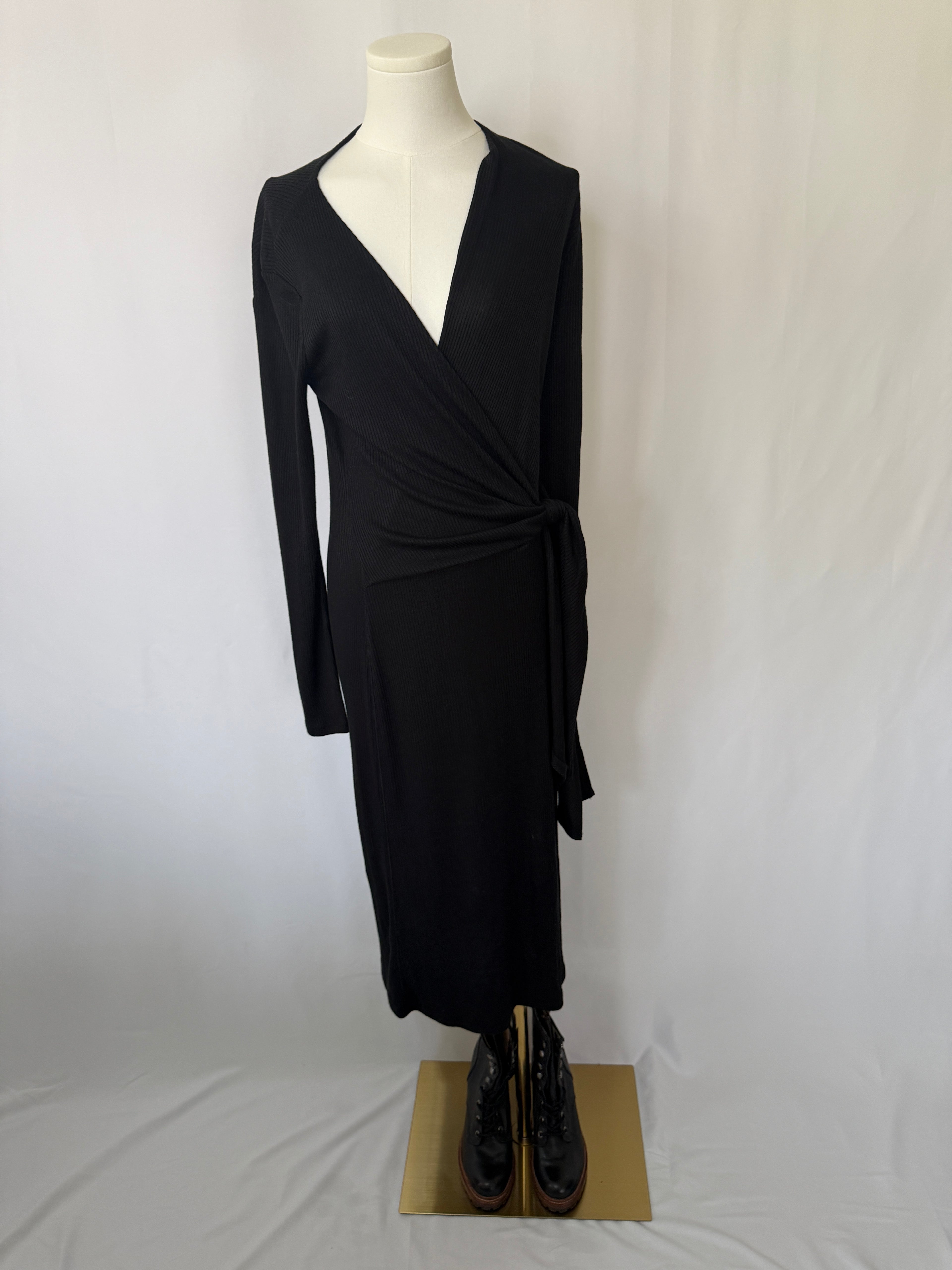 Rag & Bone Knit Rib Tie Midi Dress - Black (Size S, Brand New with Tags) + Amazon Find