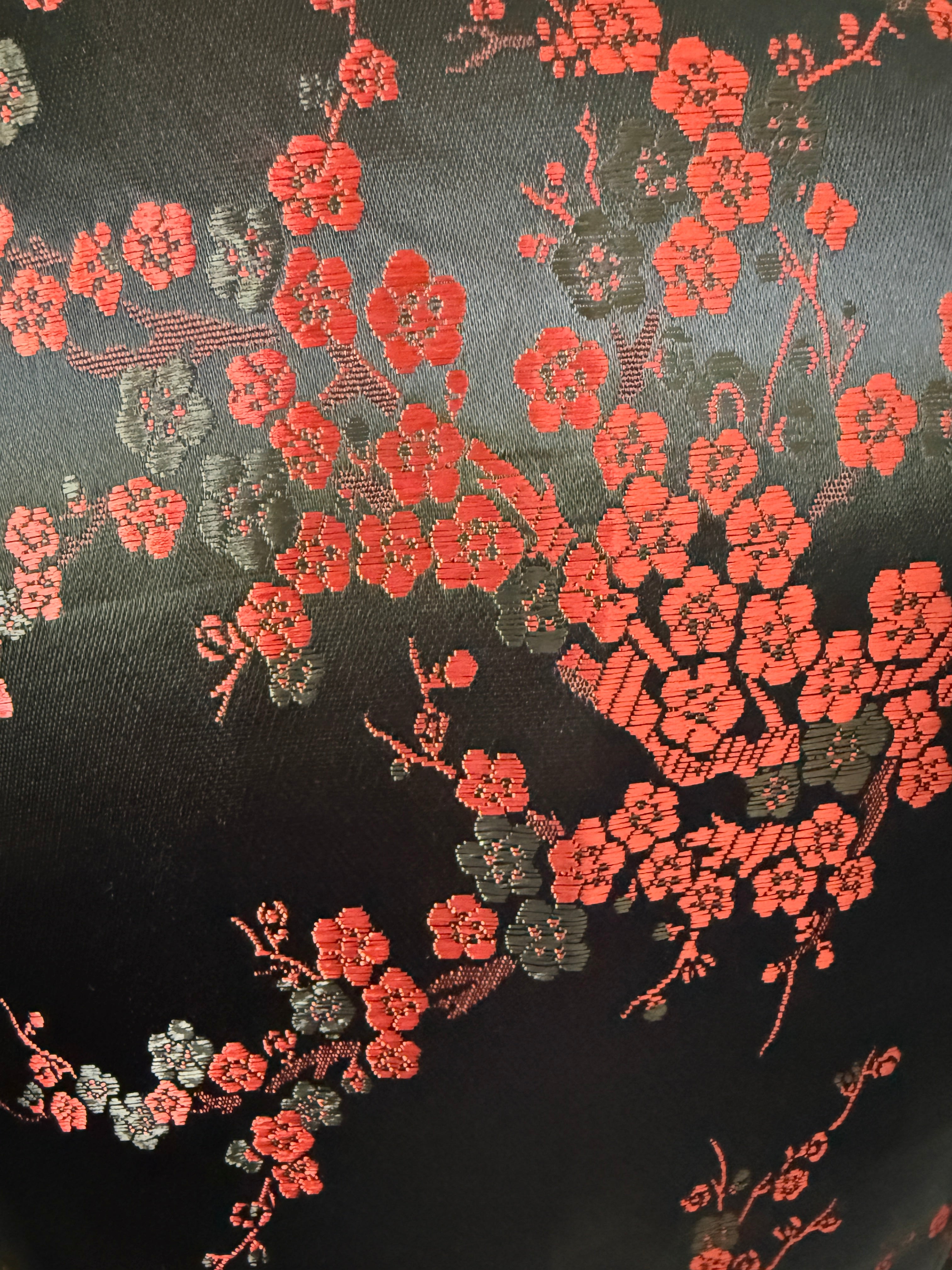 Black & Red Floral Satin Qipao / Cheongsam Dress – Size XL (Never Worn)