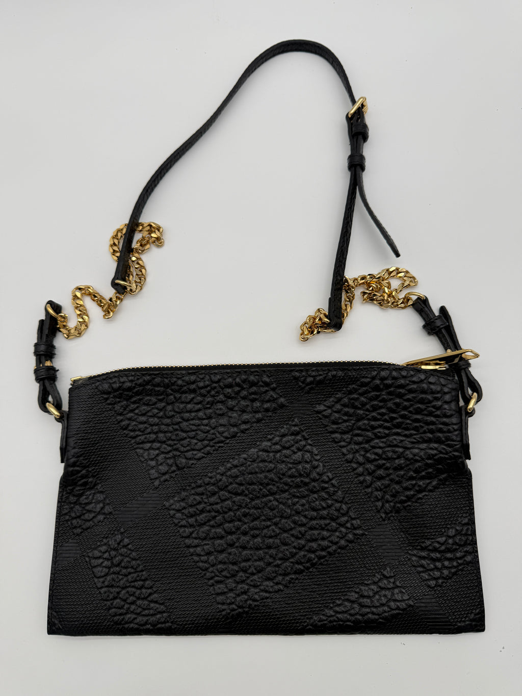 Burberry Black Grainy Leather Crossbody Bag with Gold Chain Strap (Gently Used, Dust Bag Included)