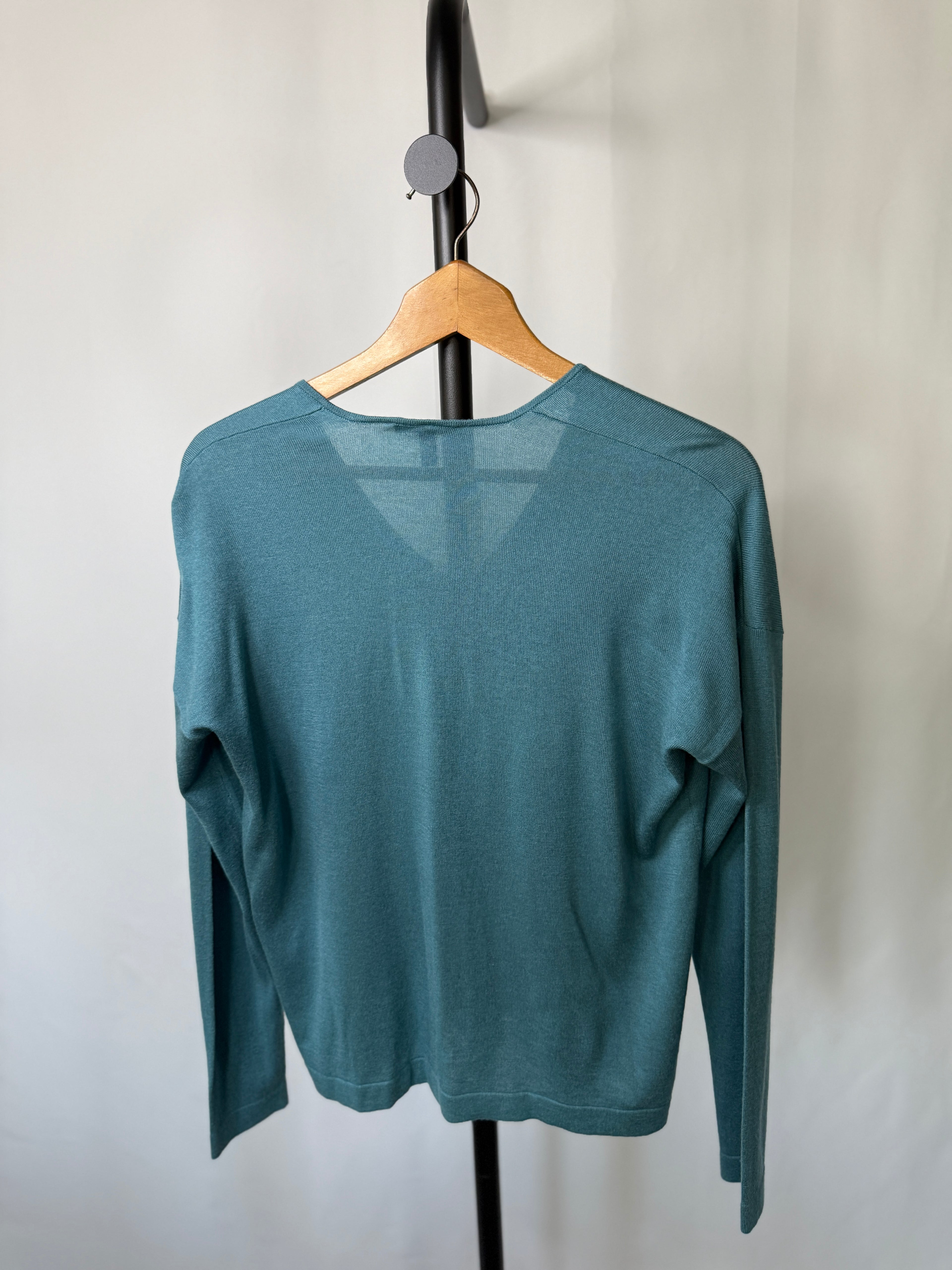Eileen Fisher Teal V-Neck Sweater – Size S (New, No Tags)