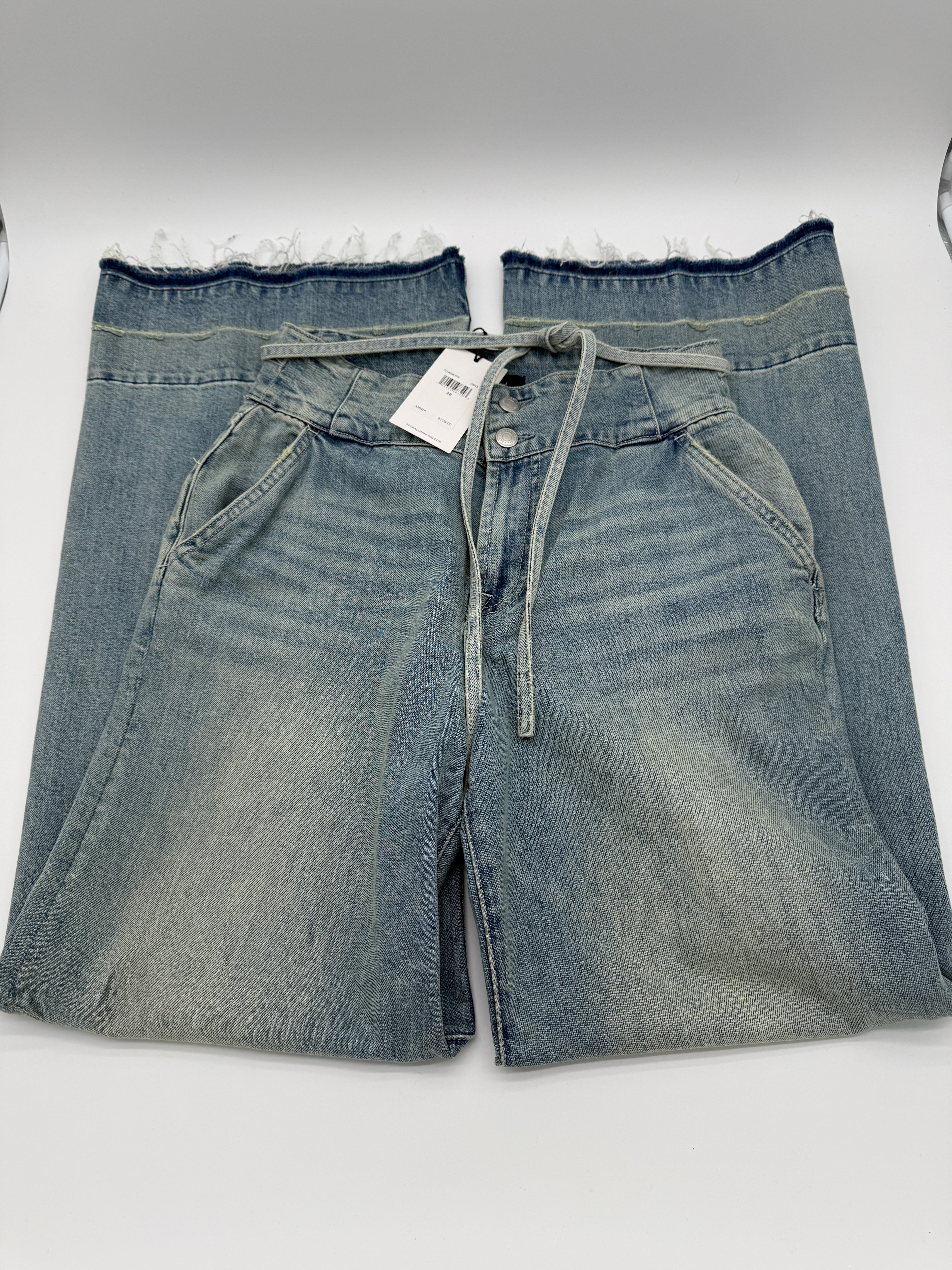 7 For All Mankind Wide-Leg Tie Waist Jeans – Light Wash – Size 28 – New With Tags