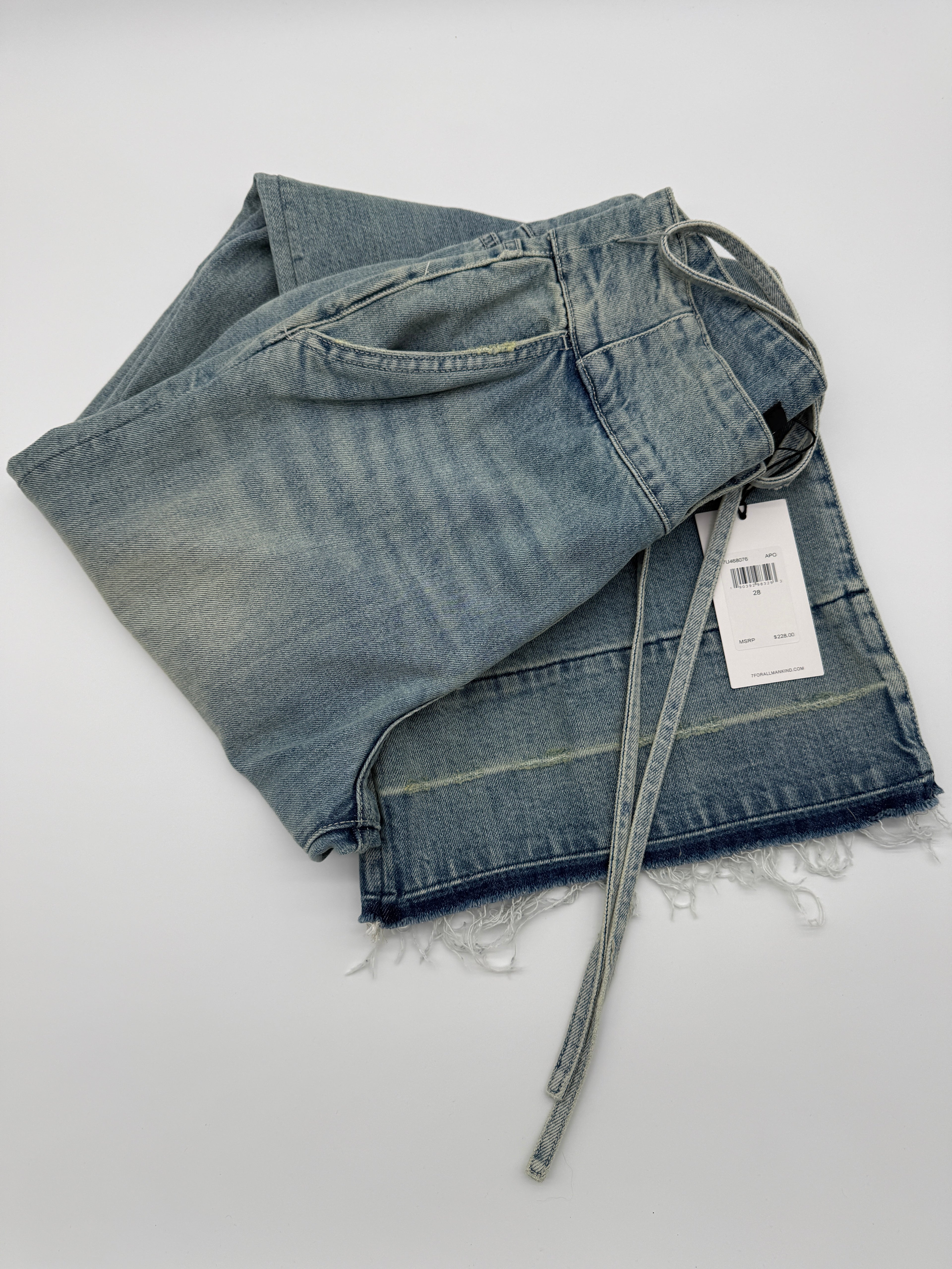 7 For All Mankind Wide-Leg Tie Waist Jeans – Light Wash – Size 28 – New With Tags