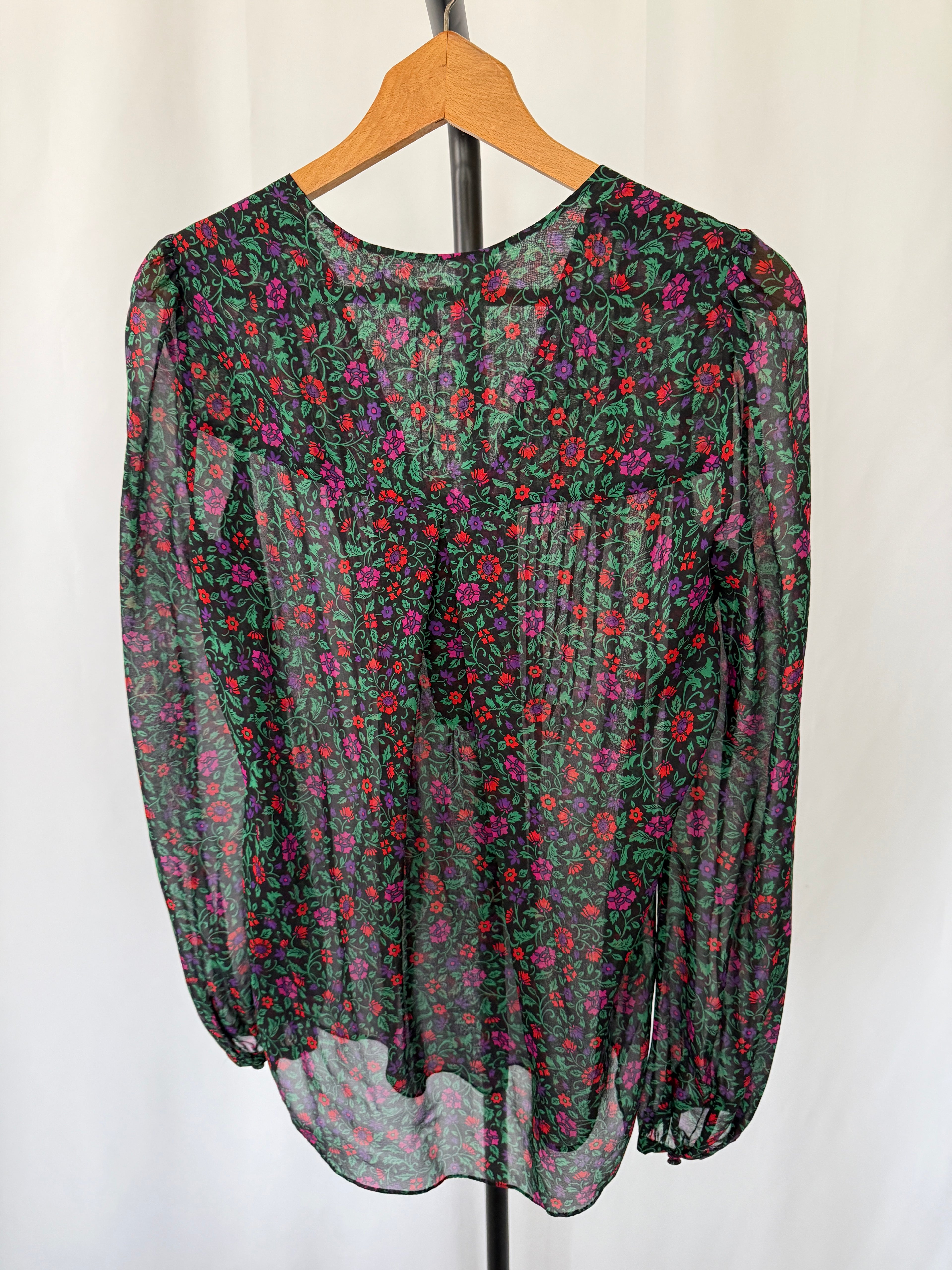 Veronica Beard Silk Floral Blouse – Black Multi – Size 6 – New With Tags