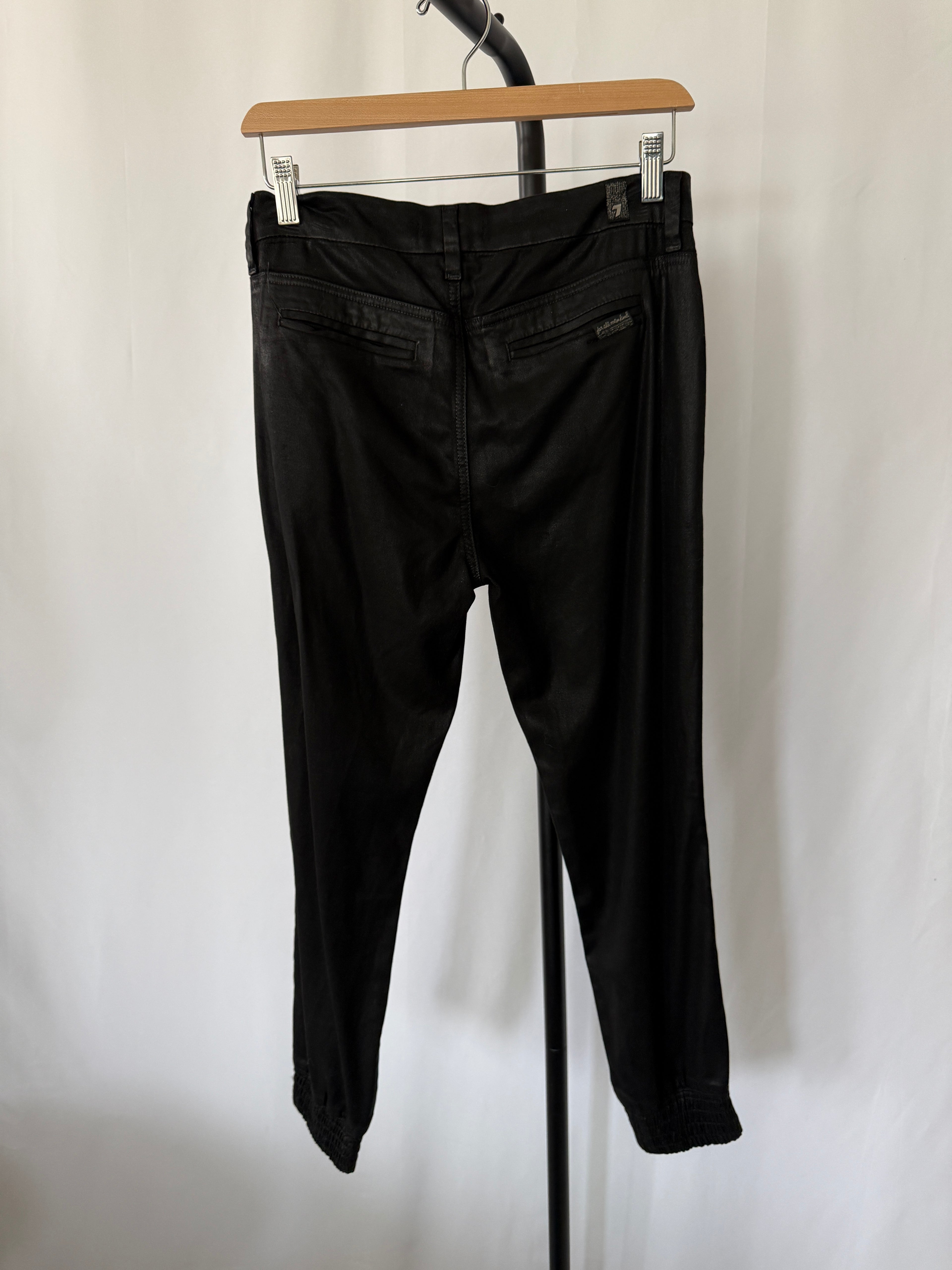 7 For All Mankind Coated Moto Jeans – Black – Size 24 - New with Tags