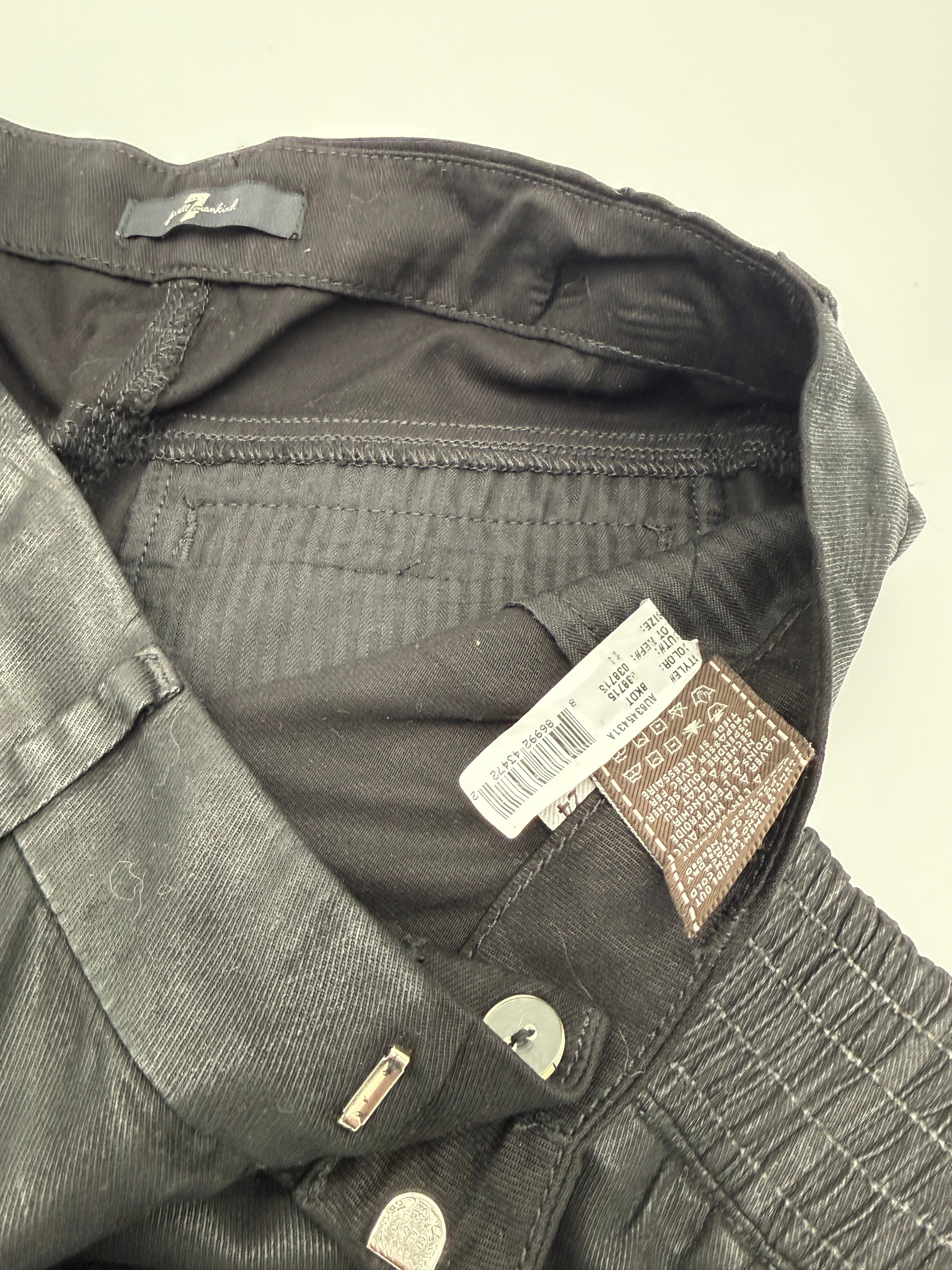 7 For All Mankind Coated Moto Jeans – Black – Size 24 - New with Tags