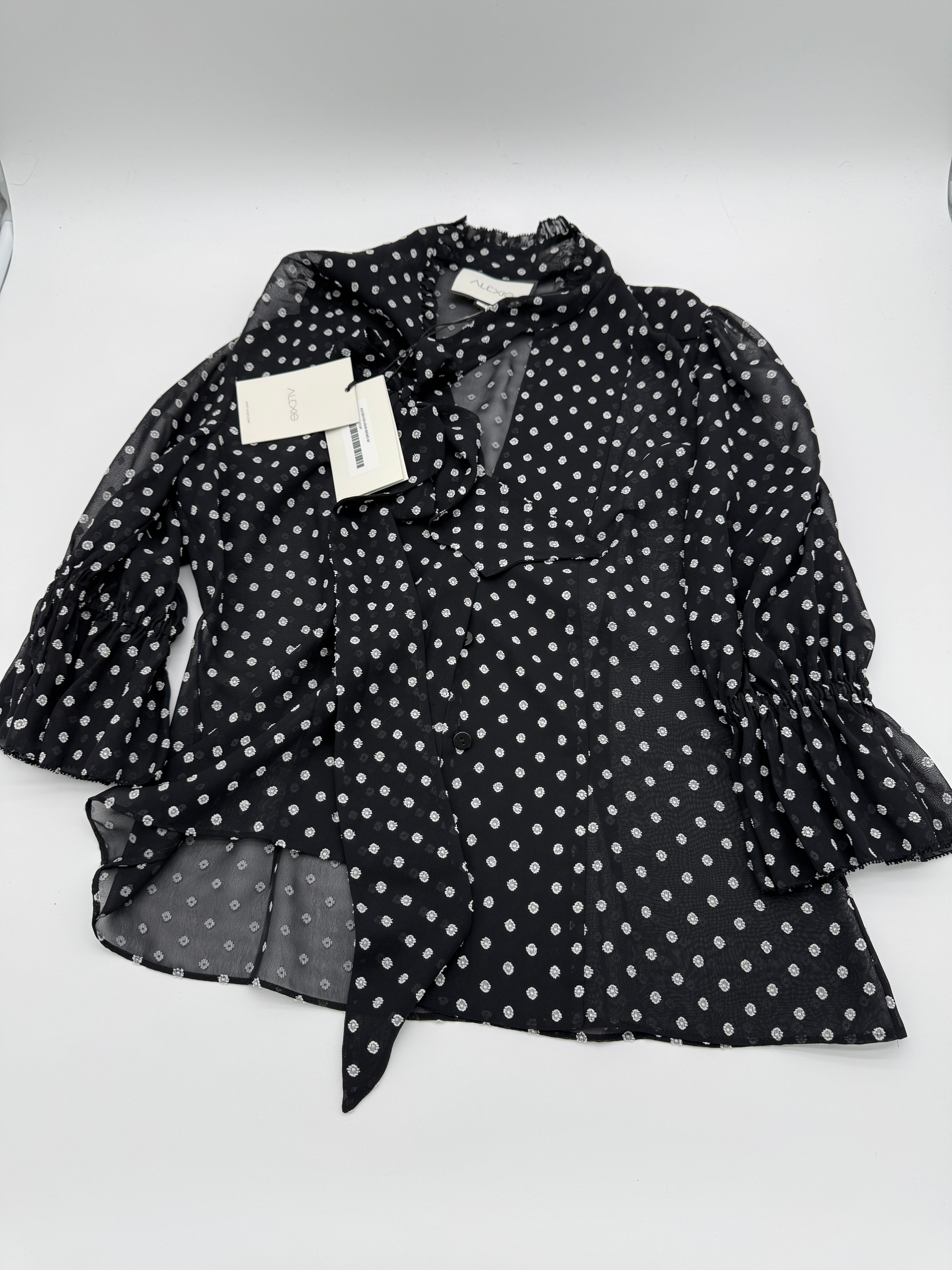 ALEXIS Sheer Polka Dot Tie Blouse – Size M – New With Tags