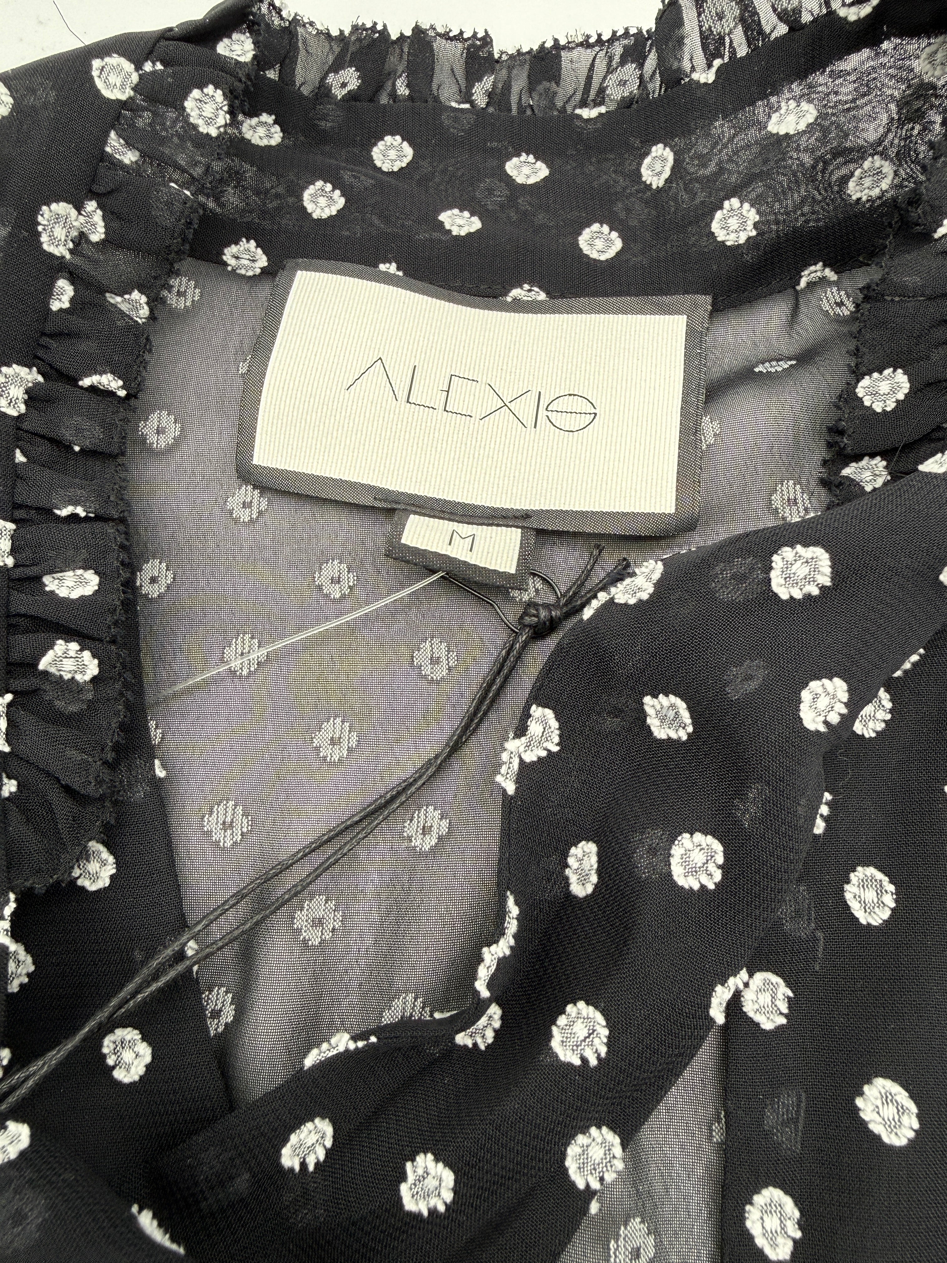 ALEXIS Sheer Polka Dot Tie Blouse – Size M – New With Tags