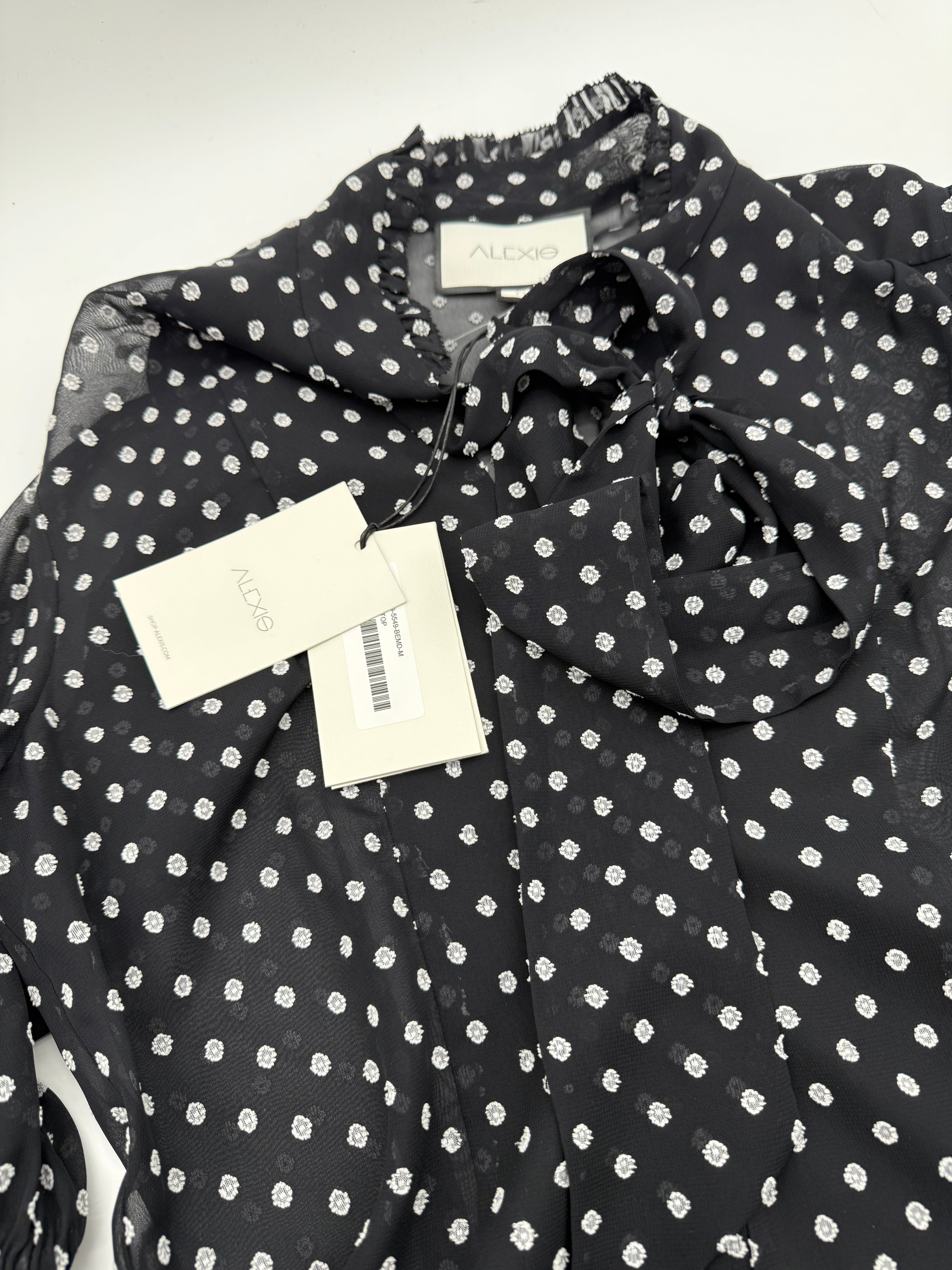 ALEXIS Sheer Polka Dot Tie Blouse – Size M – New With Tags
