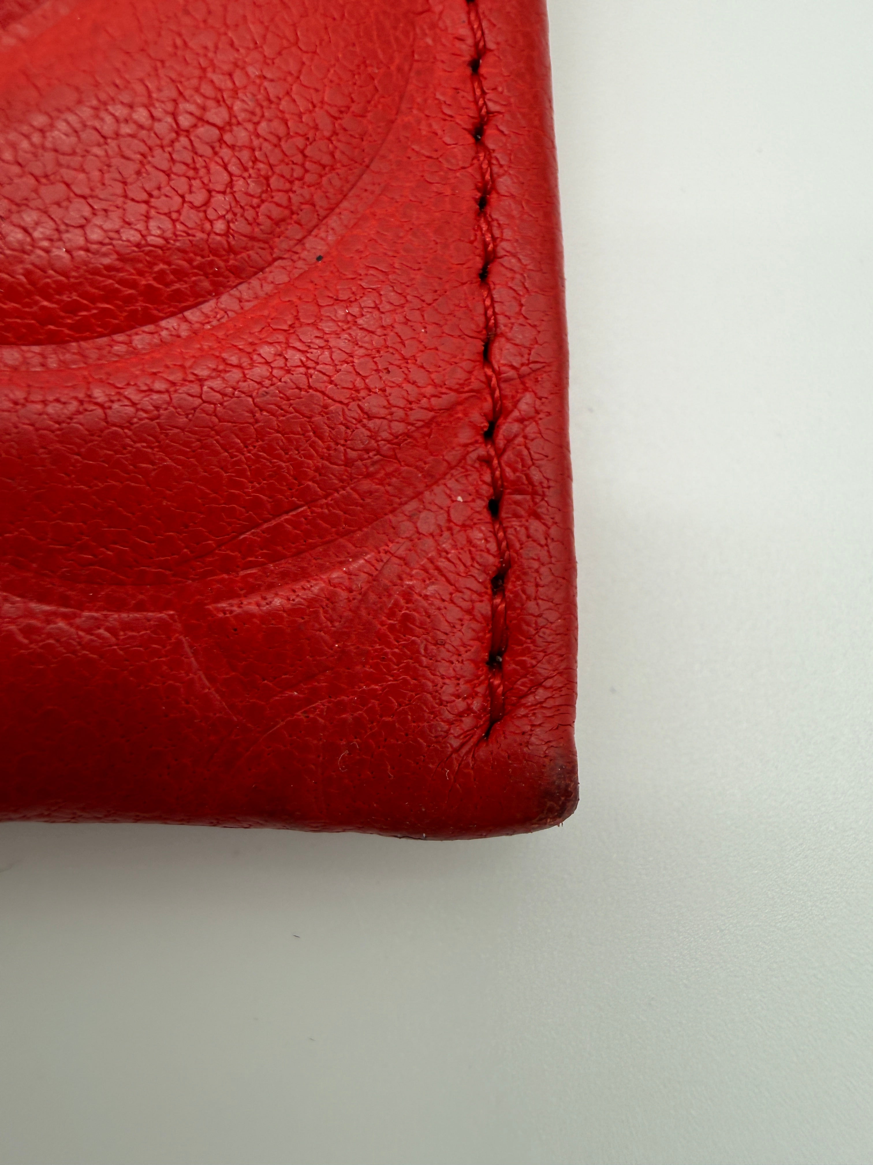 Chanel Camellia Embossed Leather Card Holder – Red – Authenticated